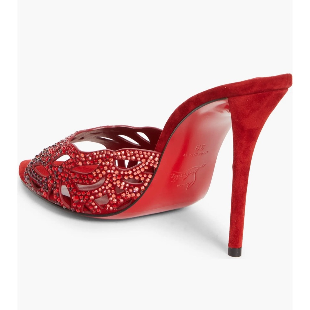 Christian Louboutin Red Embellished Heels - Picture 7 of 13